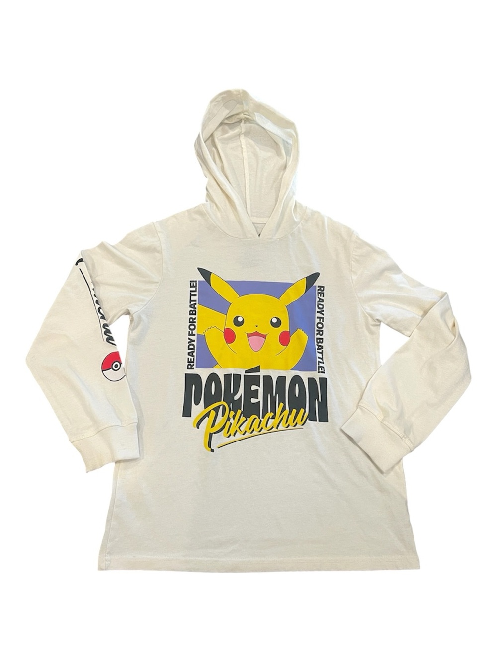 Pokémon Pikachu Boys Hooded Long-Sleeve Shirt Size Medium